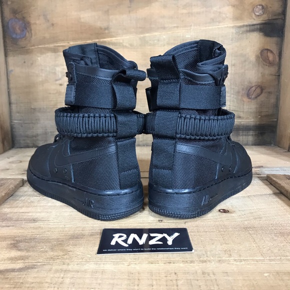 NEW Nike SF Air Force 1 High Triple Black - Picture 4 of 7